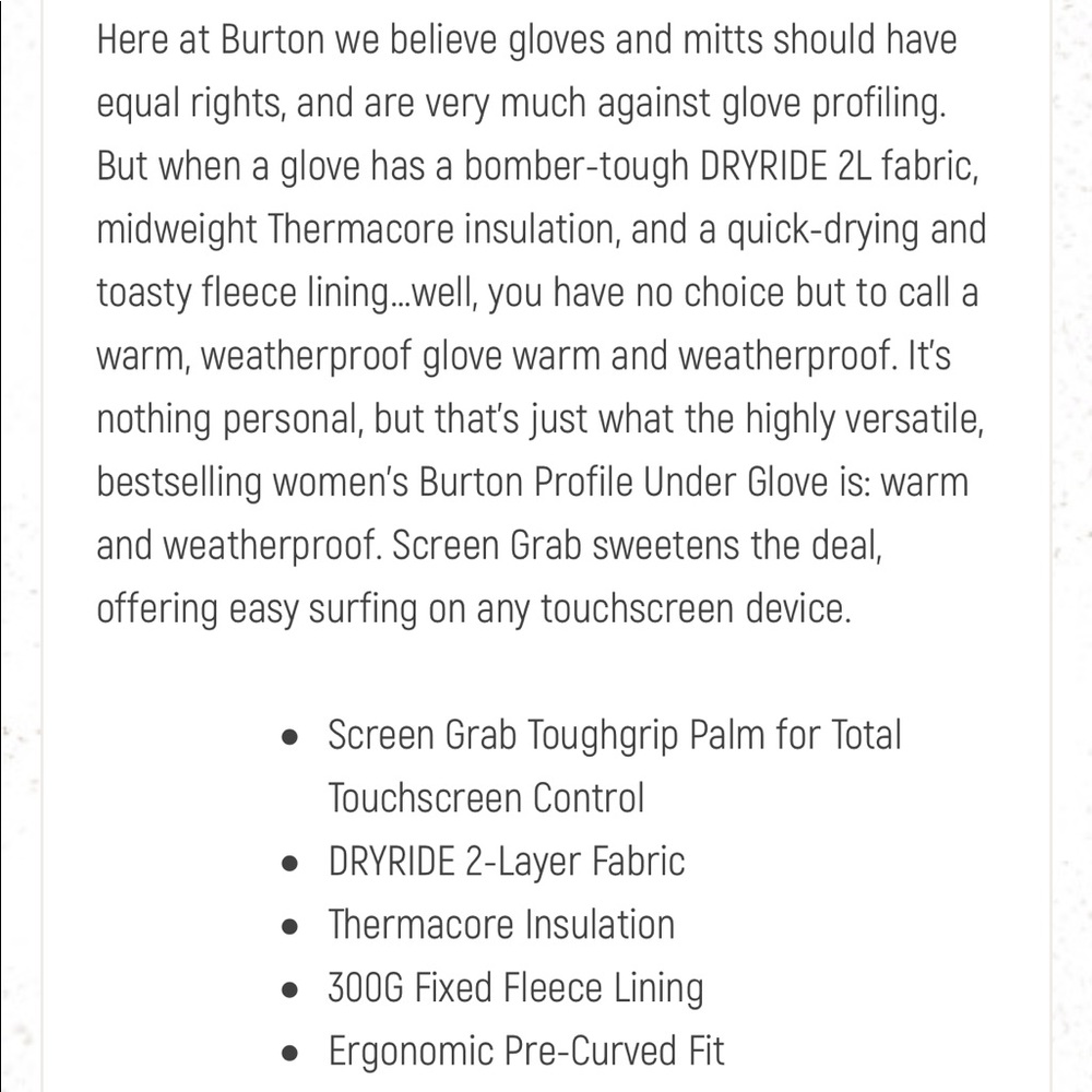 🆕 Burton Women's Insulated Profile Under Glove - Picture 6 of 6